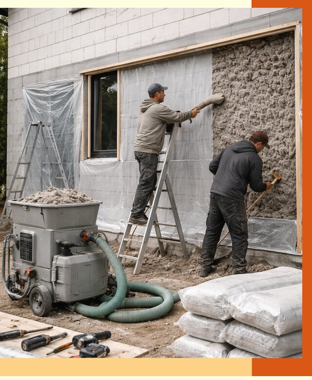 Утепление дома из газобетона эковатой в Кстове от 4583 руб./м2 | ТепломастерКсв